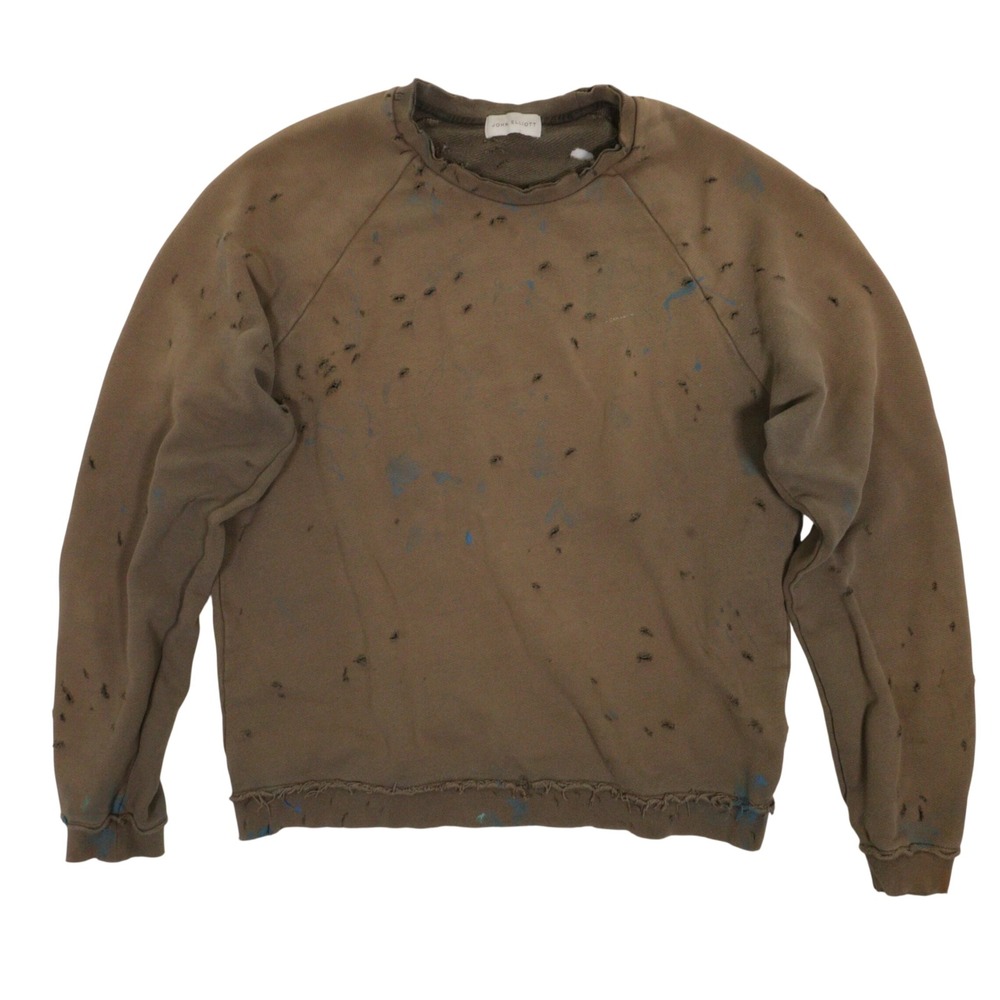 John Elliott Sweatshirt Men M Distressed Skater Grunge Crew Brown Cotton USA